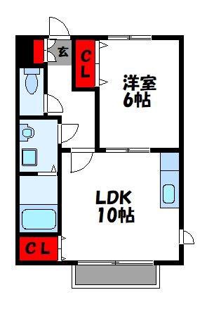 ベルフラワー(1LDK/2階)の間取り写真