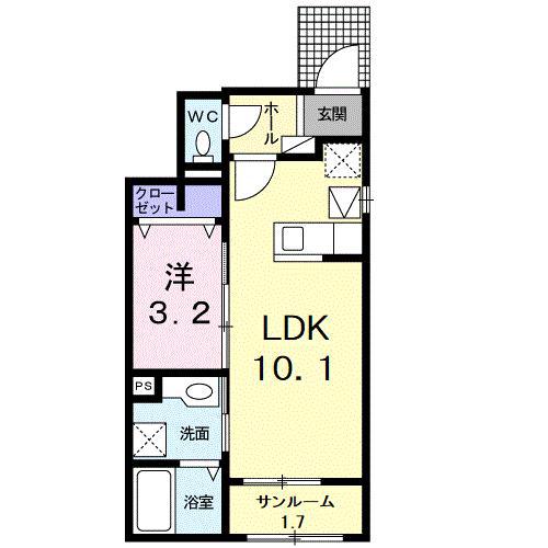 エレガンスVIII(1LDK/1階)の間取り写真