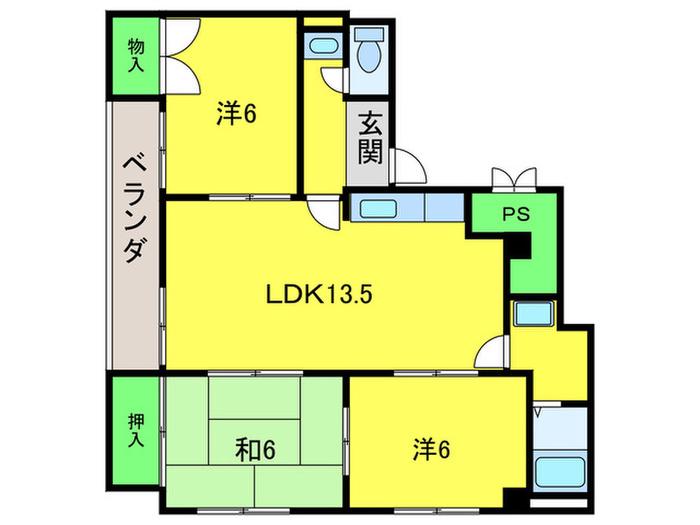 センチュリープラザ(3LDK/2階)の間取り写真