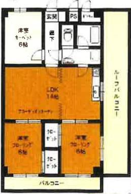 ライオンズマンション西川口ヴィアーレ(3LDK/11階)の間取り写真
