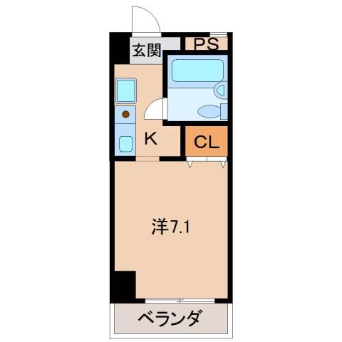 シェトワ城東(1K/6階)の間取り写真
