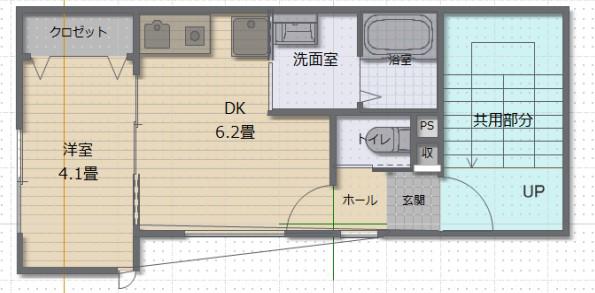 グランハイツ ウキジマ(1DK/1階)の間取り写真