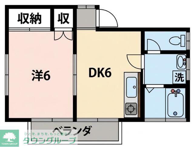 マイホワイト(1DK/2階)の間取り写真