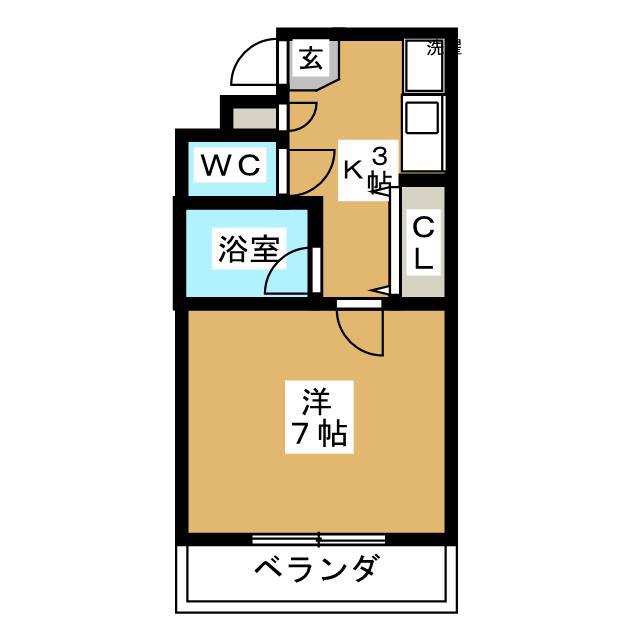 ル・クラージュ(1K/4階)の間取り写真