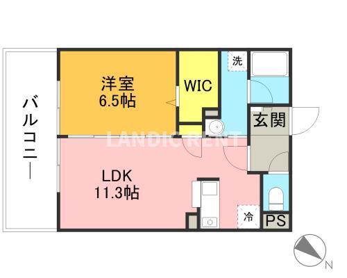 キルンズ博多駅南(1LDK/6階)の間取り写真