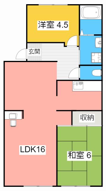 パークハイツ司(2LDK/1階)の間取り写真
