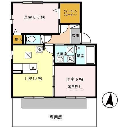 ウエストヒルズ(2LDK/1階)の間取り写真