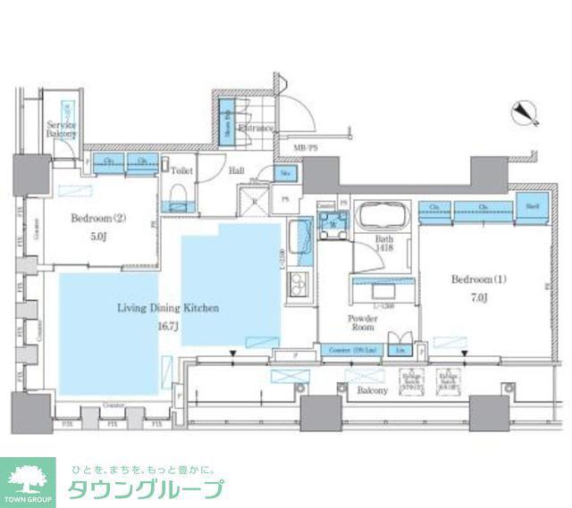 パークアクシス月島マチュアスタイル(2LDK/6階)の間取り写真