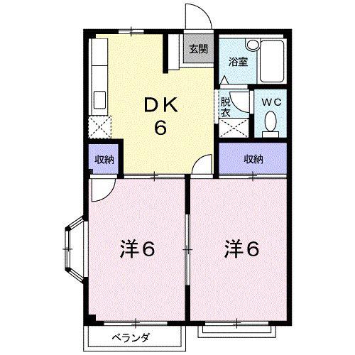 エルディムルナB(2DK/2階)の間取り写真