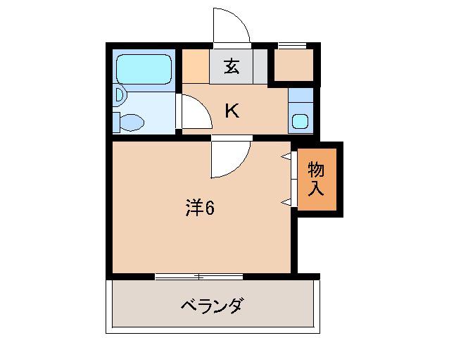 矢の宮ハイツ(1K/2階)の間取り写真
