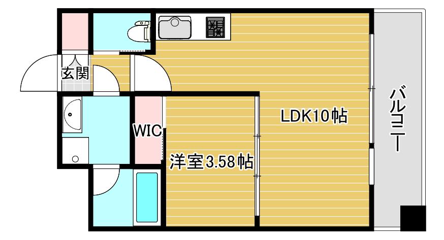 プレジオ弁天町EURO(1LDK/7階)の間取り写真