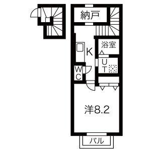 レジデンスHOURAI(1SK/2階)の間取り写真