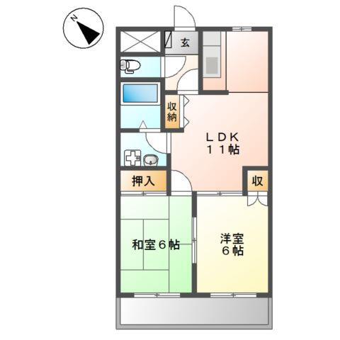 大佐野ハイツ(2LDK/2階)の間取り写真