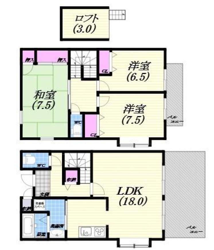 クオリティ三条南(3LDK/1階)の間取り写真