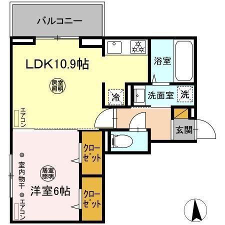 FERRO PINO(1LDK/2階)の間取り写真