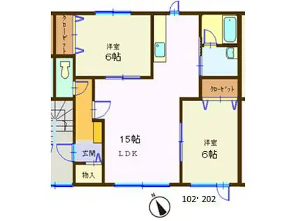 グランオーレストI(2LDK/2階)の間取り写真