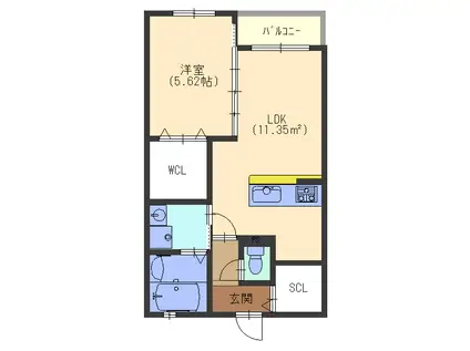 パーチェ(1LDK/3階)の間取り写真