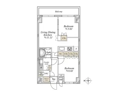 ニド浅草(2LDK/10階)の間取り写真