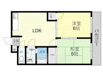 TOHAKUビル(2DK/2階)の間取り写真