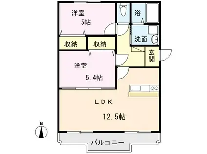 シーサウザンド(2LDK/1階)の間取り写真