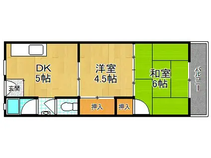 香里園ハイツ(2DK/1階)の間取り写真