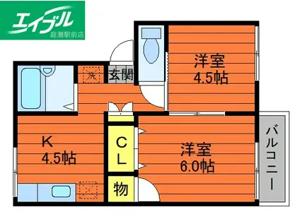 プレジール万寿東(2K/2階)の間取り写真