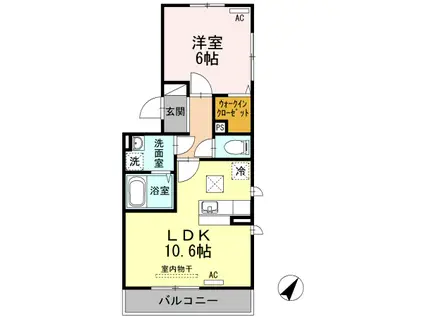 モンブラン A201(1LDK/2階)の間取り写真