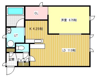 ラミアール弥生通(1SLDK/1階)の間取り写真