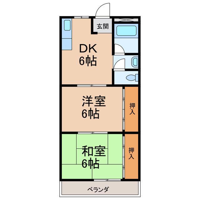 ハイツホワイト(2DK/3階)の間取り写真