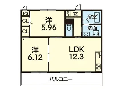 スライブ七番館(2LDK/2階)の間取り写真