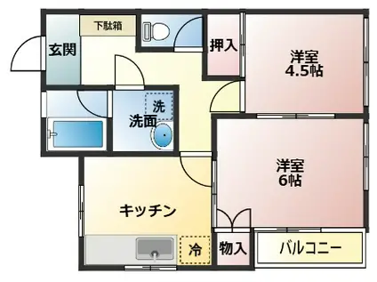 アドーンエイト(2DK/2階)の間取り写真