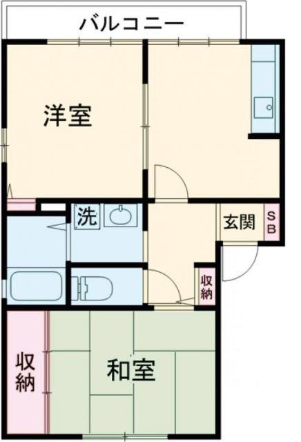 サニーパレス川代 C(2DK/1階)の間取り写真