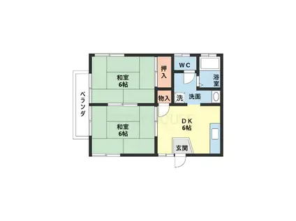 アメニティ東松江(2DK/1階)の間取り写真