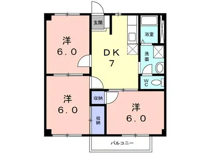 ニューシティノナカII(3DK/2階)の間取り写真