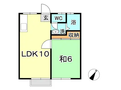 ハイライフ雅(1LDK/2階)の間取り写真