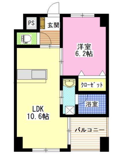 ピュアライン医大東(1LDK/5階)の間取り写真