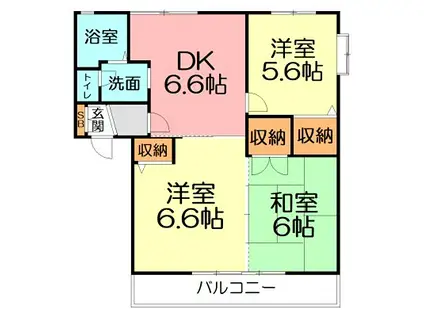 ガーデンコートA(3DK/2階)の間取り写真