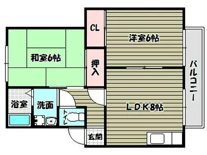 ビューテラスさやま(2LDK/2階)の間取り写真