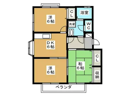 メゾンファミールA(3DK/2階)の間取り写真