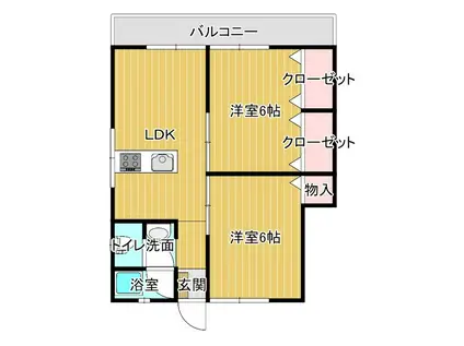 ヴィラ岡田(2LDK/2階)の間取り写真