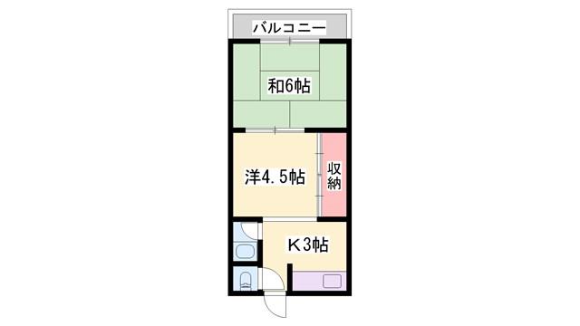 睦荘(2K/1階)の間取り写真