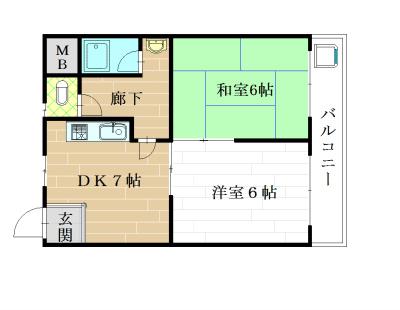 センチュリーハイツ(2DK/2階)の間取り写真