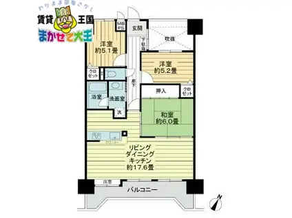 ダイアパレス長崎ステーションプラザ(3LDK/12階)の間取り写真