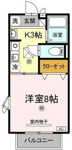エクセルスミ(1K/1階)の間取り写真