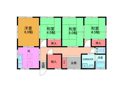 コーポ神野(4K/1階)の間取り写真