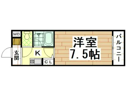 サイレストSB(1K/2階)の間取り写真