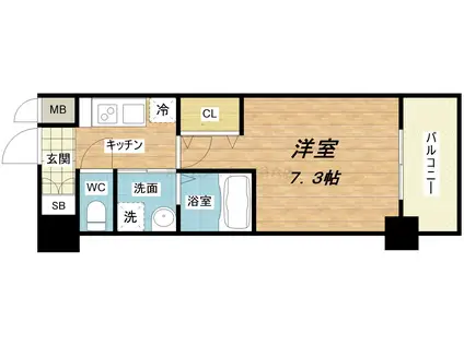 ミュプレ北浜(1K/8階)の間取り写真