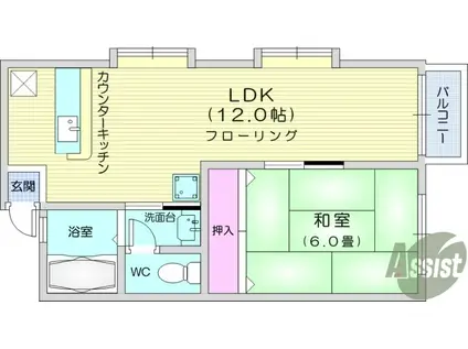 ウエストビレッジB(1LDK/2階)の間取り写真
