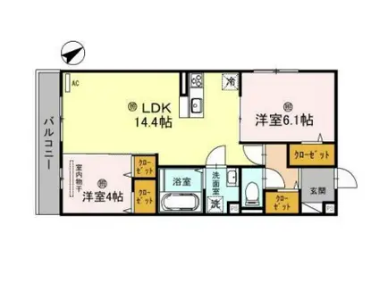 クレール林崎(2LDK/2階)の間取り写真