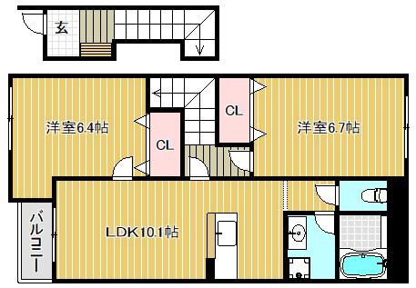 フリージア(2LDK/2階)の間取り写真